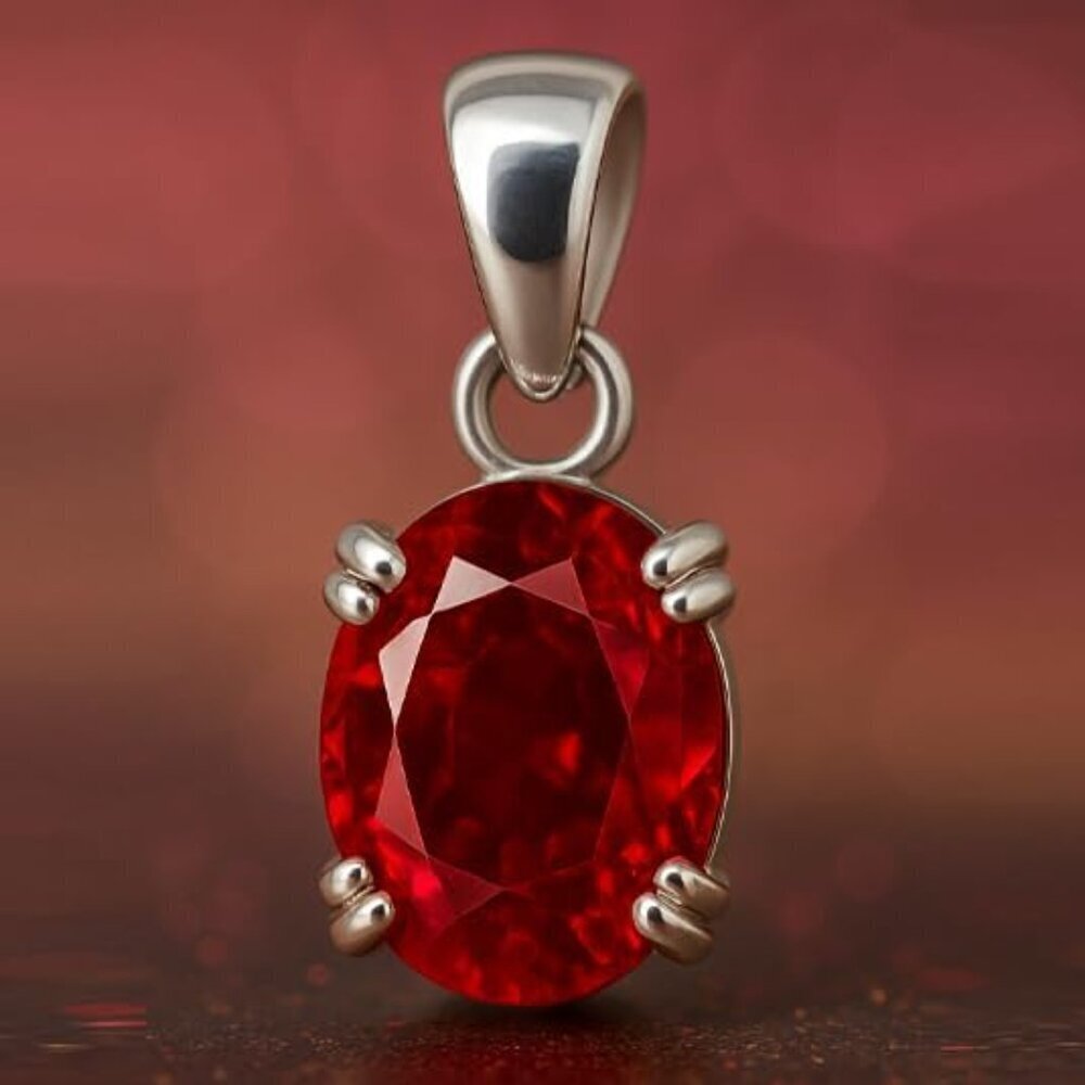 Natural Ruby Pendant Sterling Silver 5.55 CT Oval Gemstone Jewelry for Women - Picture 3 of 9